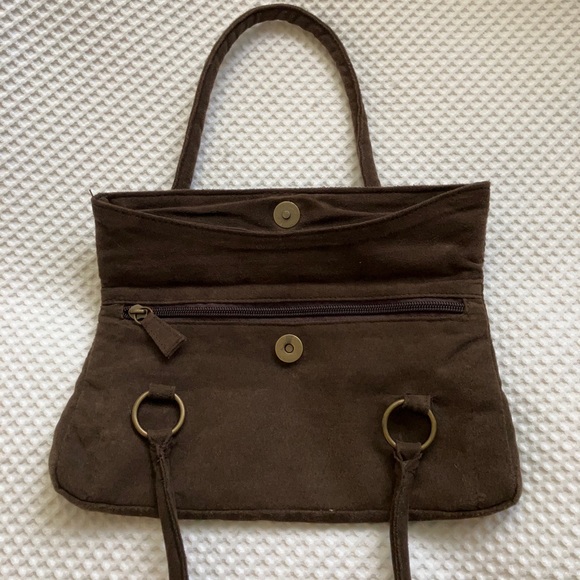 Brown faux suede handbag - Picture 3 of 6